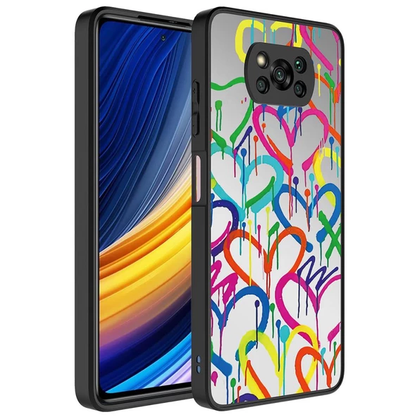 Xiaomi Poco X3 Kılıf Aynalı Desenli Kamera Korumalı Parlak Mirror Kapak - Resim 4