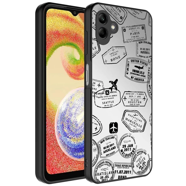 Samsung Galaxy A04 Kılıf Aynalı Desenli Kamera Korumalı Parlak Mirror Kapak - 7