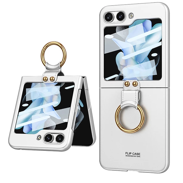 Samsung Galaxy Z Flip 5 Kılıf Flip Ring Kıpta Kapak - 9