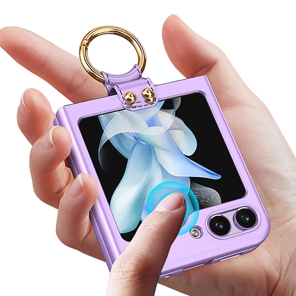Samsung Galaxy Z Flip 5 Kılıf Flip Ring Kıpta Kapak - 5
