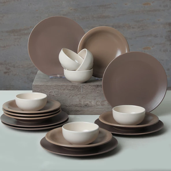 Keramika Brown Mix Yemek Takımı 18 Parça 6 Kişilik 950-958-977