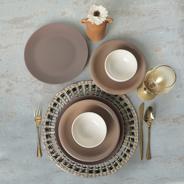 Keramika Brown Mix Yemek Takımı 18 Parça 6 Kişilik 950-958-977 - 3