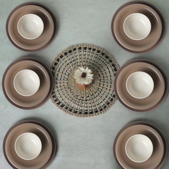 Keramika Brown Mix Yemek Takımı 18 Parça 6 Kişilik 950-958-977 - 5