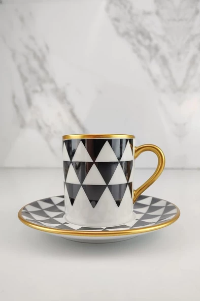 Digithome Trigon 6’lı Porselen Kahve Fincanı Takımı Yaldızlı – Frm100 C320.113 - 4