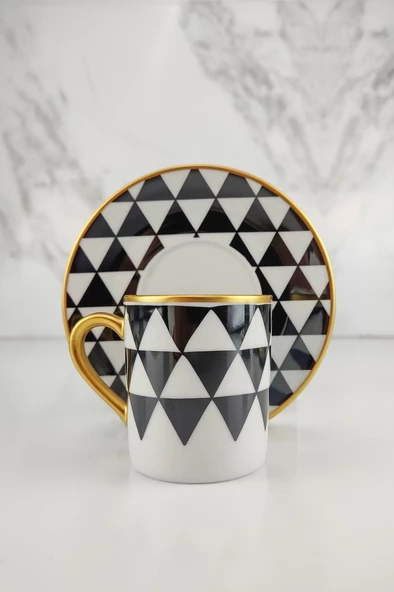 Digithome Trigon 6’lı Porselen Kahve Fincanı Takımı Yaldızlı – Frm100 C320.113 - 5