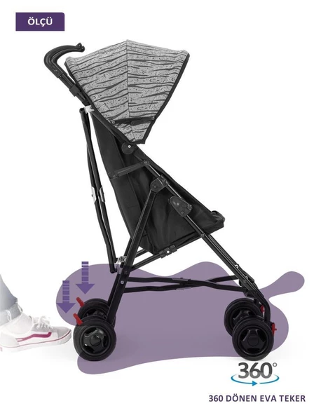 Moony Baby MB108 Stork Baston Bebek Arabası Puset Antrasit - 8