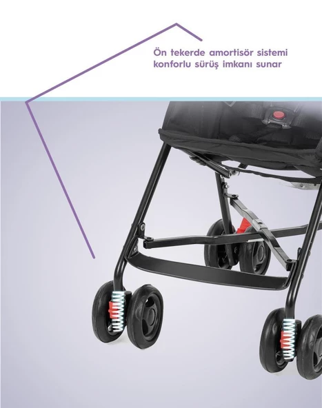 Moony Baby MB108 Stork Baston Bebek Arabası Puset Antrasit - 7
