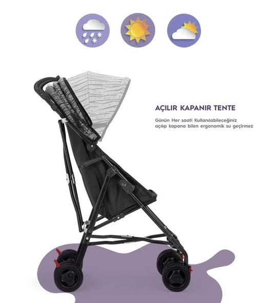 Moony Baby MB108 Stork Baston Bebek Arabası Puset Antrasit - 4