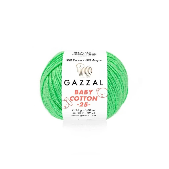 Gazzal Baby Cotton 25 El Örgü İpi Yaz Yeşili 3466