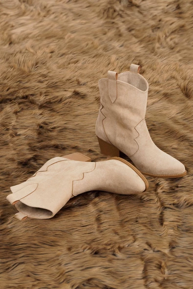 Kadın Kısa Topuklu Kovboy Bot Süet Bilek Boy Cowgirl Bot