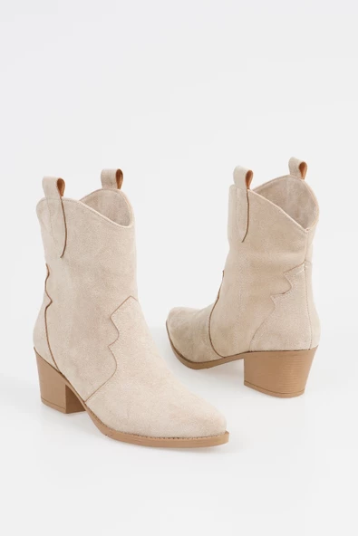 Kadın Kısa Topuklu Kovboy Bot Süet Bilek Boy Cowgirl Bot - 3