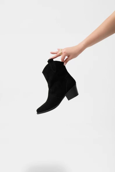 Kadın Kısa Topuklu Kovboy Bot Süet Bilek Boy Cowgirl Bot - 7