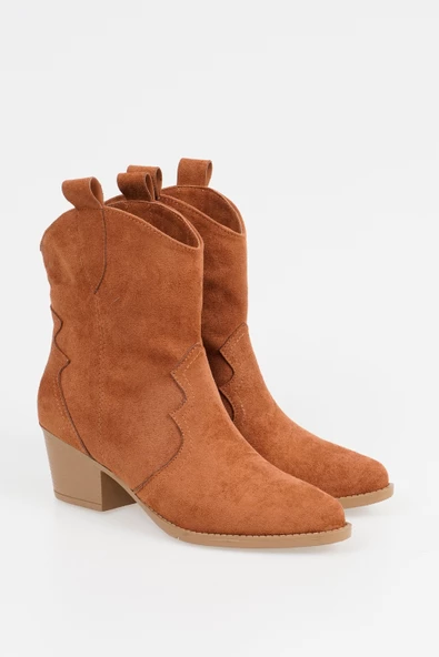 Kadın Kısa Topuklu Kovboy Bot Süet Bilek Boy Cowgirl Bot - 6