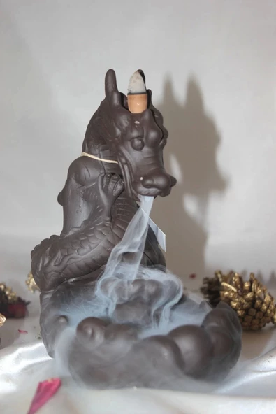 Ejderha Budha Geri Akış Tütsülük Buda Ters Akış Tütsü Seramik Feng Sui - Resim 2