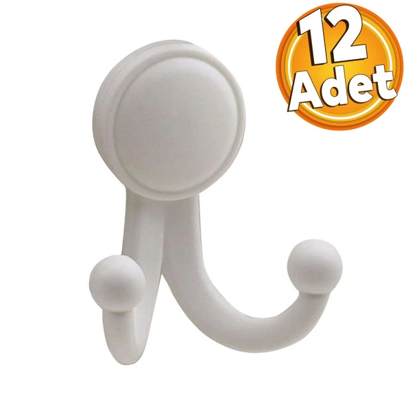 Karataş Askılık Vestiyer Duvar Askısı Dolap Elbise Askılığı Sert Plastik Beyaz Askı Elemanı 12 ADET