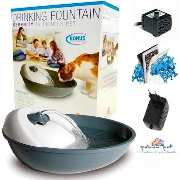 Pioneer Pet Kedi Köpek Otomatik Su Kabı Gri 1,77 Litre