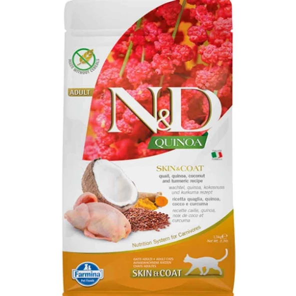 ND Quinoa Skin&Coat Bıldırcın Etli Kedi Maması 1,5 kg ürün görseli 1