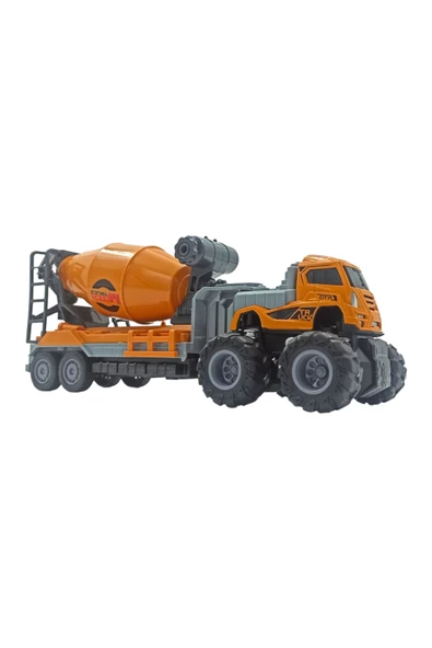Metal Araçlı Plastik Beton Mikserli Sürtmeli Özellikli Oyuncak İş Makinası 27cm.