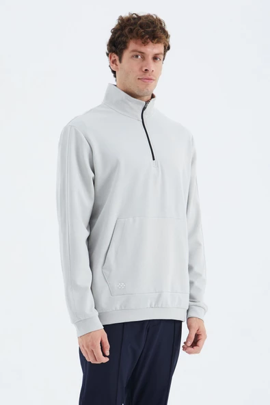 TOMMY LIFE Taş Dik Yaka Yarım Fermuarlı Cep Detaylı Erkek Sweatshirt - 88278 T14ER-88278 - 5