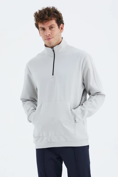 TOMMY LIFE Taş Dik Yaka Yarım Fermuarlı Cep Detaylı Erkek Sweatshirt - 88278 T14ER-88278 - 7