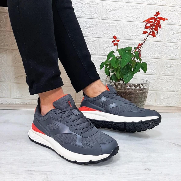 Kinetix Bret Koyu Gri Fuspetli Kaymaz Erkek Spor Ayakkabı - Resim 3