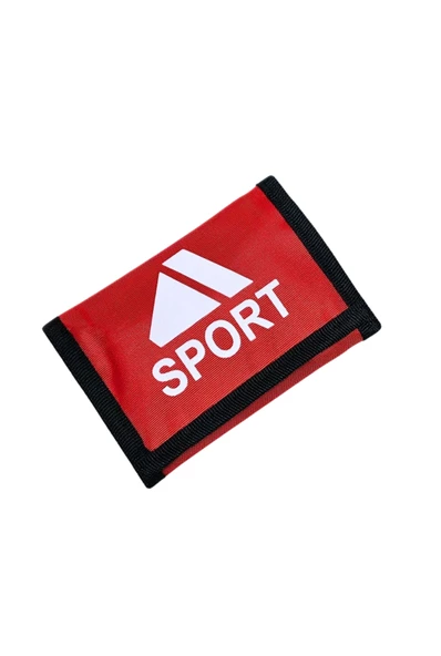 Bez Cüzdan Cırt Cırtlı Kapak Fermuarlı Para Bölme İnterpeks Kumaş Sport Baskılı Kırmızı