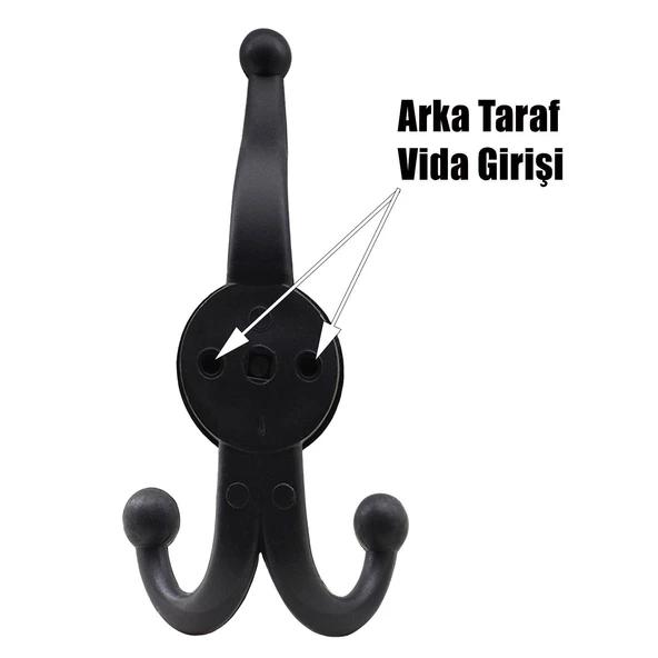 Karataş Askılık Portmanto Vestiyer Banyo Dolap Elbise Askısı Sert Plastik Siyah Askı Elemanı 10 ADET - 3