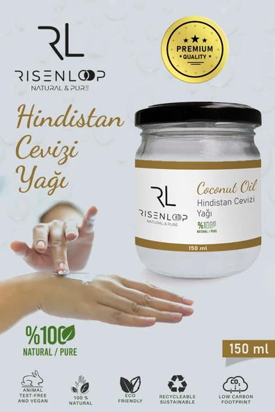 RisenLoop Hindistan Cevizi Yağ - %100 Saf Soğuk Sıkım Hindistan Cevizi Yağı 150 ml