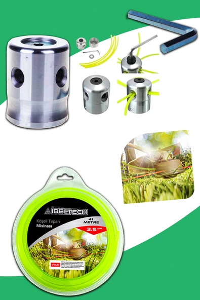 Germany Style Tırpan Örümcek Başlığı 1 Litre 2 T Yağ ve 6 Köşe 3.5 mm 41 Metre Tırpan Misinası - 3