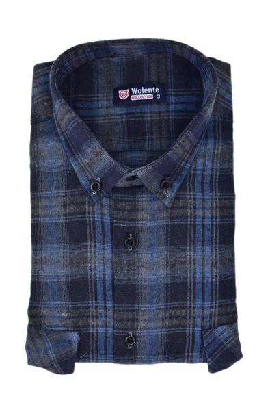 Erkek Pamuklu Kışlık Çift Cepli Kapaklı Gömlek BGL-ST03162 - Resim 8