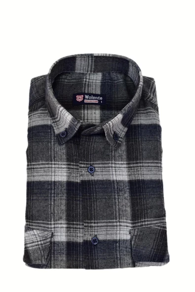 Erkek Pamuklu Kışlık Çift Cepli Kapaklı Gömlek BGL-ST03163 - Resim 8