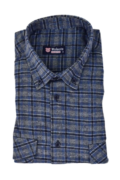 Erkek Pamuklu Kışlık Çift Cepli Kapaklı Gömlek BGL-ST03168 - Resim 11