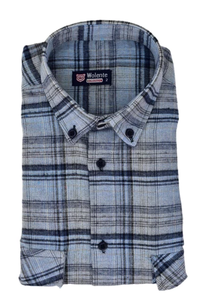 Erkek Pamuklu Kışlık Çift Cepli Kapaklı Gömlek BGL-ST03166 - 6