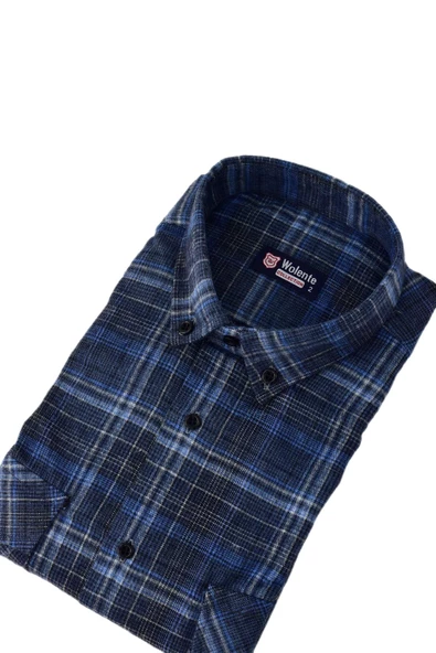 Erkek Pamuklu Kışlık Çift Cepli Kapaklı Gömlek BGL-ST03166 - 8