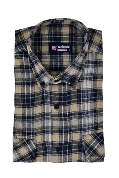 Erkek Pamuklu Kışlık Çift Cepli Kapaklı Gömlek BGL-ST03165 - 5