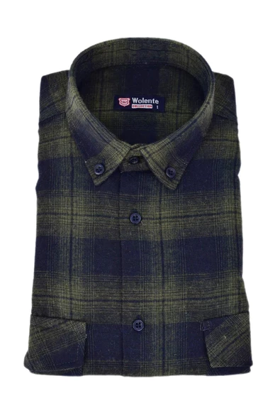 Erkek Pamuklu Kışlık Çift Cepli Kapaklı Gömlek BGL-ST03167 - Resim 2