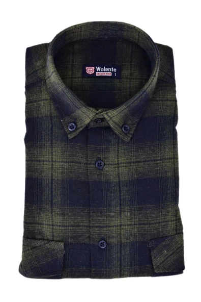 Erkek Pamuklu Kışlık Çift Cepli Kapaklı Gömlek BGL-ST03167 - Resim 5