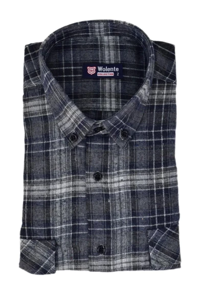 Erkek Pamuklu Kışlık Çift Cepli Kapaklı Gömlek BGL-ST03165 - 4