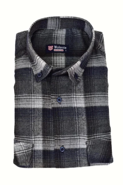 Erkek Pamuklu Kışlık Çift Cepli Kapaklı Gömlek BGL-ST03163 - Resim 2