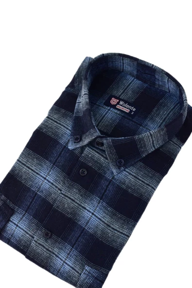 Erkek Pamuklu Kışlık Çift Cepli Kapaklı Gömlek BGL-ST03167 - Resim 7