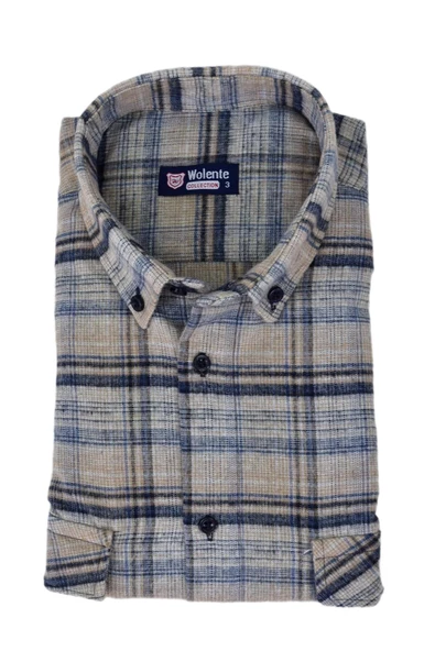 Erkek Pamuklu Kışlık Çift Cepli Kapaklı Gömlek BGL-ST03166 - 7