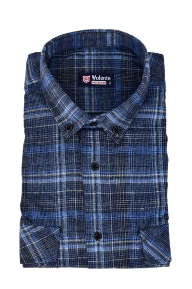 Erkek Pamuklu Kışlık Çift Cepli Kapaklı Gömlek BGL-ST03166 - 3