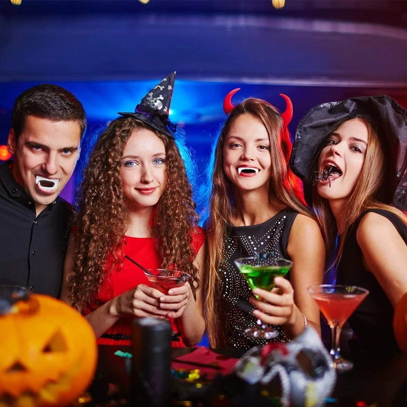 Vampir Dişi Kırmızı 3 Adet Halloween Cadılar Bayramı Kostüm Süsü - 3