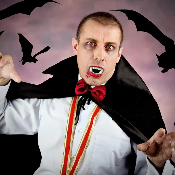 Vampir Kanı Ve Vampir Dişi Set Yapay Kan Parti Şaka Malzemesi Beyaz - Resim 2