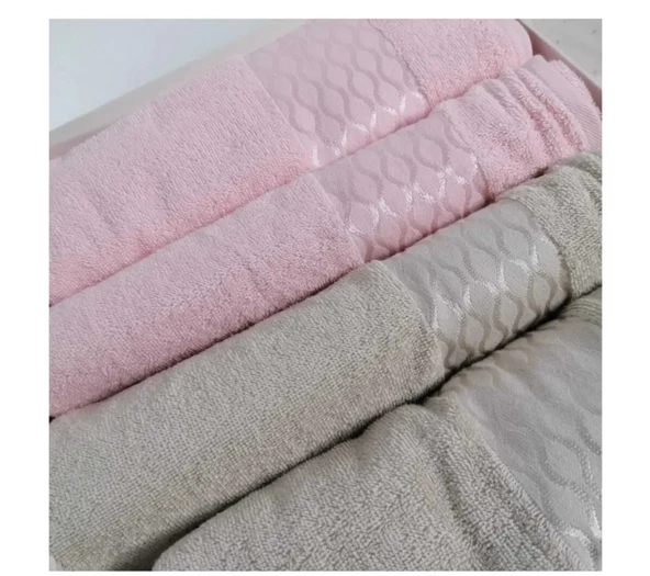 Özdilek 4 Parça Best Hamam Seti, Banyo Havlu Takımı Taş- Pudra - 2