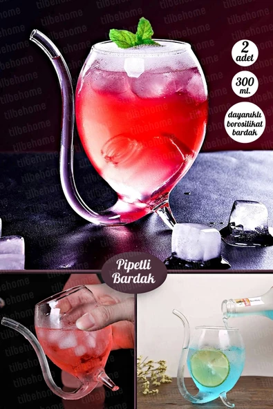 2li Retro Pipetli Stil Bardak Flüt Dekor Soğuk Sıcak Meşrubat Kokteyl Bardağı Dayanıklı Cam Bardak ürün görseli 1