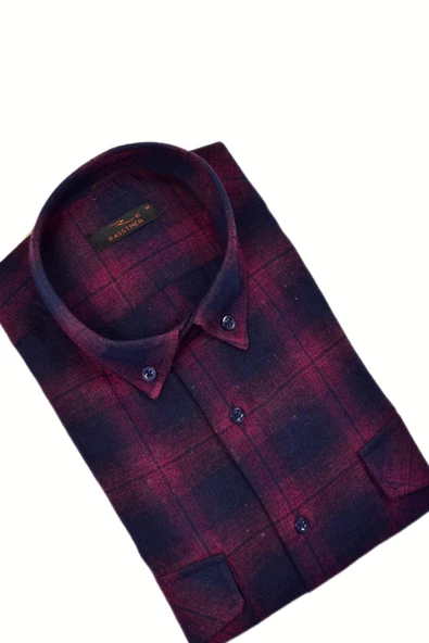 Erkek Pamuklu Kışlık Çift Cep Kapaklı Renk Gömlek BGL-ST03265 - Resim 6