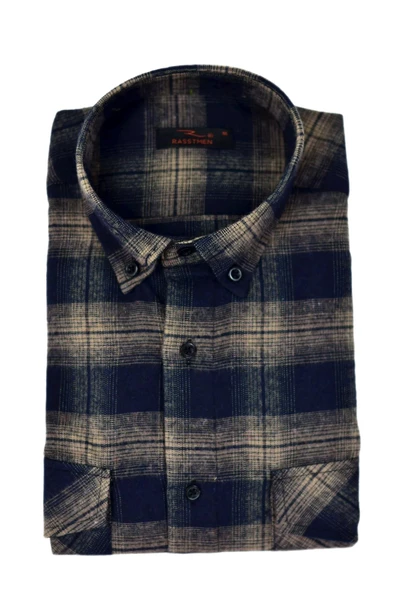 Erkek Pamuklu Kışlık Çift Cep Kapaklı Renk Gömlek BGL-ST03265 - Resim 9