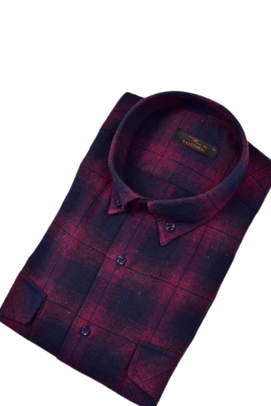 Erkek Pamuklu Kışlık Çift Cep Kapaklı Renk Gömlek BGL-ST03265 - Resim 4