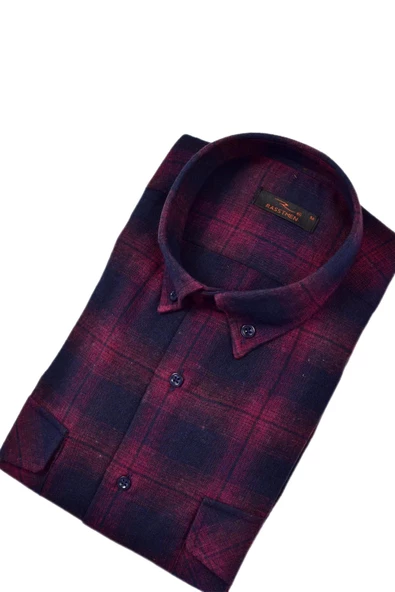 Erkek Pamuklu Kışlık Çift Cep Kapaklı Renk Gömlek BGL-ST03265 - Resim 2